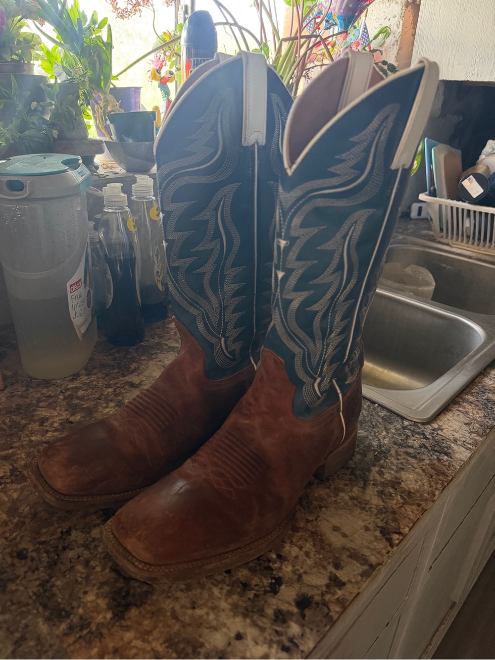 Men’s Cody James Brown Leather Cowboy Boots with Blue Shaft